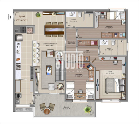 Apartamento com 3 Quartos à Venda, 93 m² em Planalto - Carlos Barbosa