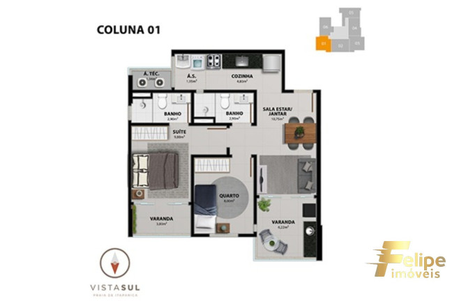 Imagem Imóvel com 2 Quartos à Venda, 63 m² em Praia De Itaparica - Vila Velha