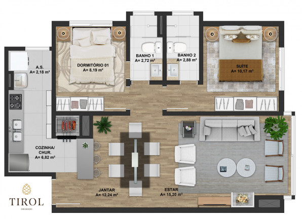 Imagem Apartamento com 2 Quartos à Venda, 50 m² em Tirol - Gramado Imagem Apartamento com 2 Quartos à Venda, 50 m² em Tirol - Gramado