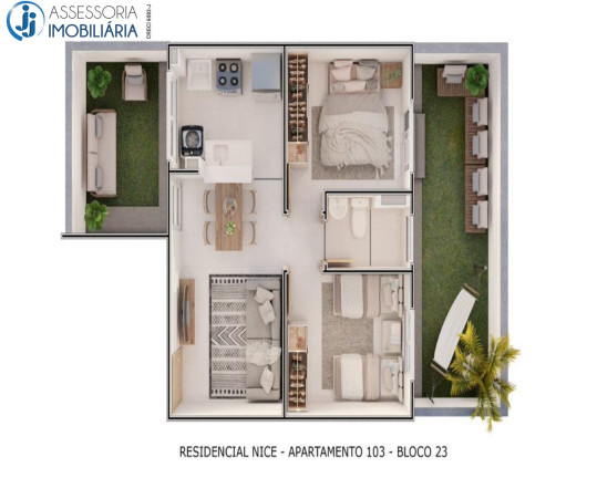 Imagem Apartamento com 2 Quartos para Alugar ou Temporada, 45 m² em Liberdade - Parnamirim