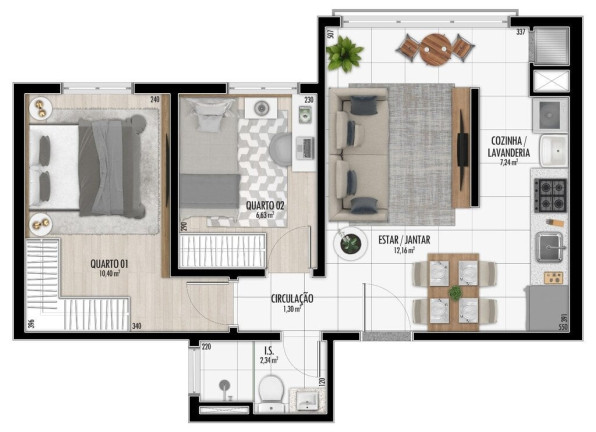 Imagem Imóvel com 2 Quartos à Venda, 47 m² em Santa Cândida - Curitiba