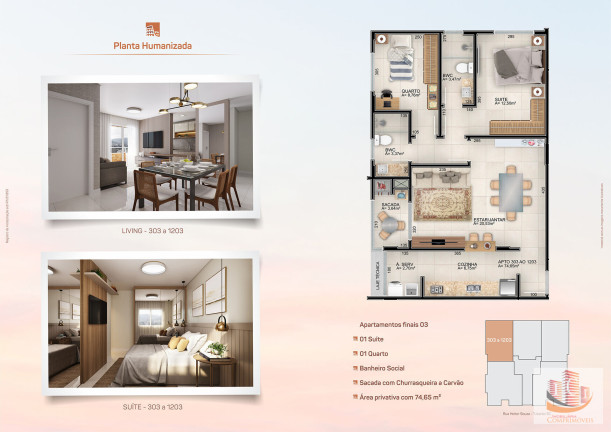 Imagem Apartamento com 3 Quartos à Venda, 92 m² em Vila Moema - Tubarão Imagem Apartamento com 3 Quartos à Venda, 92 m² em Vila Moema - Tubarão