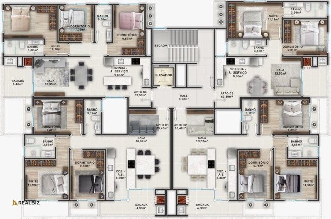 Imagem Apartamento com 3 Quartos à Venda, em Palmas - Governador Celso Ramos Imagem Apartamento com 3 Quartos à Venda, em Palmas - Governador Celso Ramos
