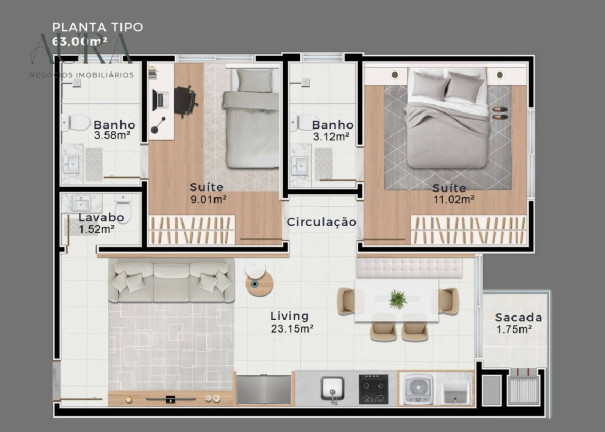 Imagem Apartamento com 2 Quartos à Venda, 78 m² em Machados - Navegantes Imagem Apartamento com 2 Quartos à Venda, 78 m² em Machados - Navegantes