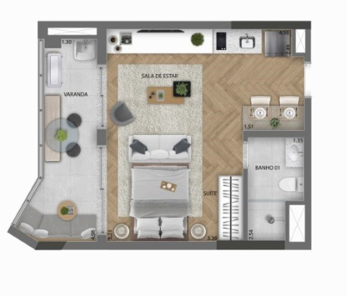 Imagem Imóvel com 1 Quarto à Venda, 37 m² em Centro - Osasco