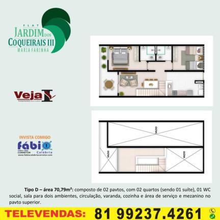 Imagem Flat com 1 Quarto à Venda, 48 m² em Maria Farinha - Paulista