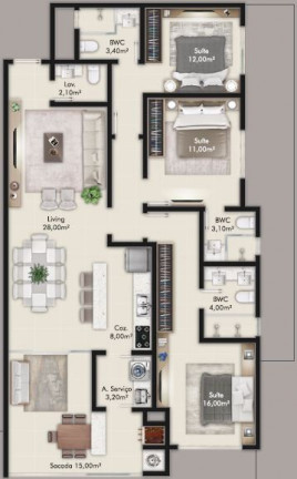 Imagem Imóvel com 3 Quartos à Venda, 111 m² em Itapema - Itapema