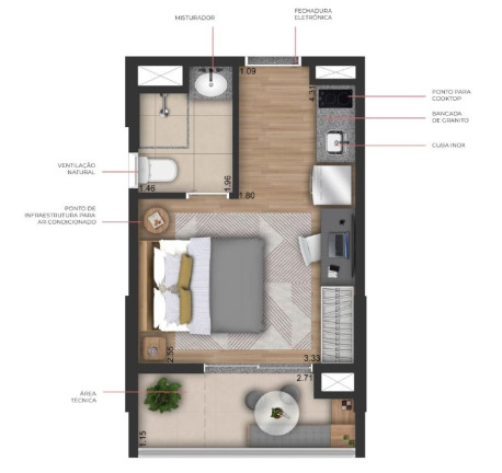 Imagem Apartamento com 1 Quarto à Venda, 21 m² em Pinheiros - São Paulo