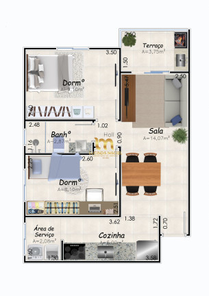 Imagem Apartamento com 2 Quartos à Venda, 52 m² em Caiçara - Praia Grande