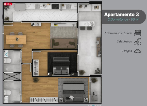 Imagem Imóvel com 2 Quartos à Venda, 82 m² em Boqueirão - Praia Grande