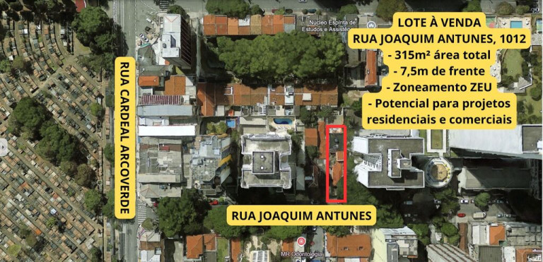 Terreno à Venda, 315 m² em Pinheiros - São Paulo