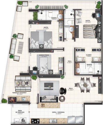 Imagem Apartamento com 3 Quartos à Venda, 140 m² em Guilhermina - Praia Grande