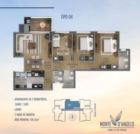 Imagem Apartamento com 3 Quartos à Venda, 104 m² em Centro - Canela Imagem Apartamento com 3 Quartos à Venda, 104 m² em Centro - Canela