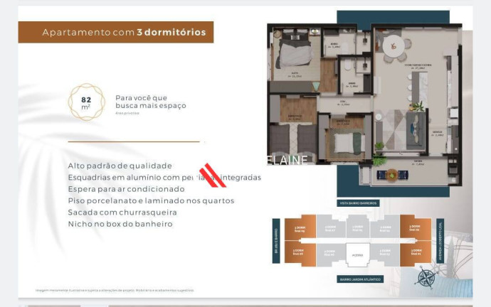 Imagem Apartamento com 3 Quartos à Venda, 82 m² em Barreiros - São José Imagem Apartamento com 3 Quartos à Venda, 82 m² em Barreiros - São José