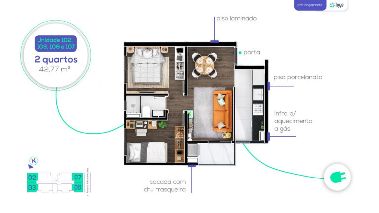 Imagem Apartamento com 2 Quartos à Venda, 49 m² em Capão Raso - Curitiba Imagem Apartamento com 2 Quartos à Venda, 49 m² em Capão Raso - Curitiba