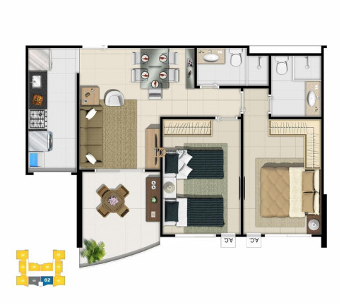 Imagem Apartamento com 2 Quartos à Venda, 57 m² em Praia De Itaparica - Vila Velha
