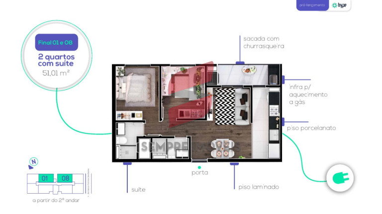 Imagem Apartamento com 2 Quartos à Venda, 48 m² em Capão Raso - Curitiba Imagem Apartamento com 2 Quartos à Venda, 48 m² em Capão Raso - Curitiba