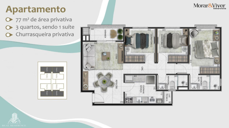 Imagem Apartamento com 3 Quartos à Venda, 73 m² em Emiliano Perneta - Pinhais