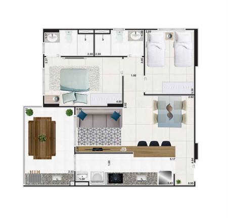 Imagem Apartamento com 2 Quartos à Venda, 70 m² em Vila Mirim - Praia Grande
