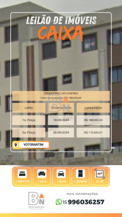 Apartamento com 2 Quartos à Venda, 42 m² em Centro - Votorantim