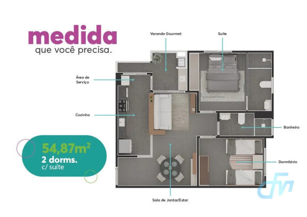 Imagem Apartamento com 2 Quartos à Venda, 52 m² em Vila Cintra - Mogi Das Cruzes