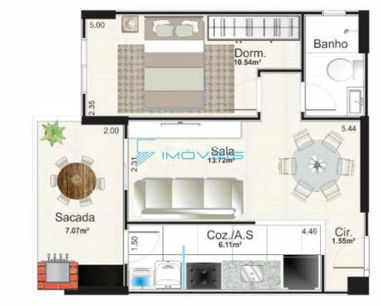 Imagem Apartamento com 1 Quarto à Venda, 52 m² em Aviação - Praia Grande
