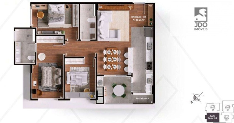 Imagem Apartamento com 3 Quartos à Venda, 88 m² em Boa Vista - Curitiba Imagem Apartamento com 3 Quartos à Venda, 88 m² em Boa Vista - Curitiba