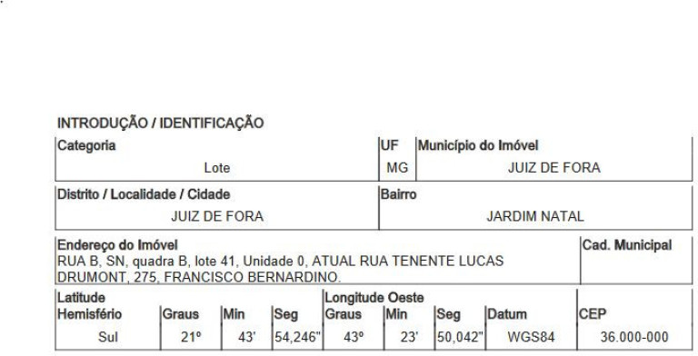 Terreno à Venda, 312 m² em Jardim Natal - Juiz De Fora