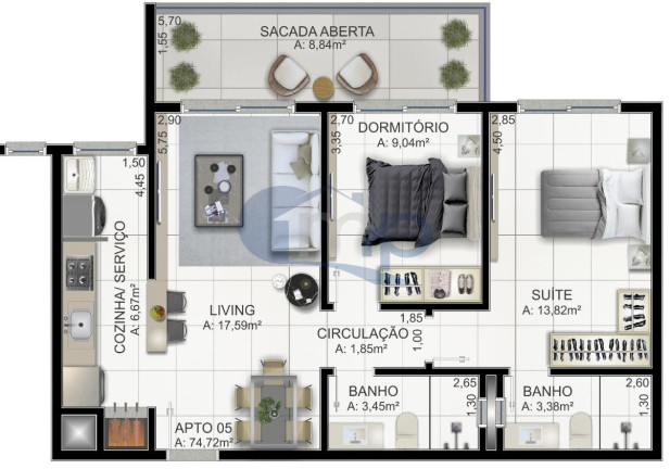 Imagem Apartamento com 2 Quartos à Venda, 69 m² em Praia Da Cal - Torres