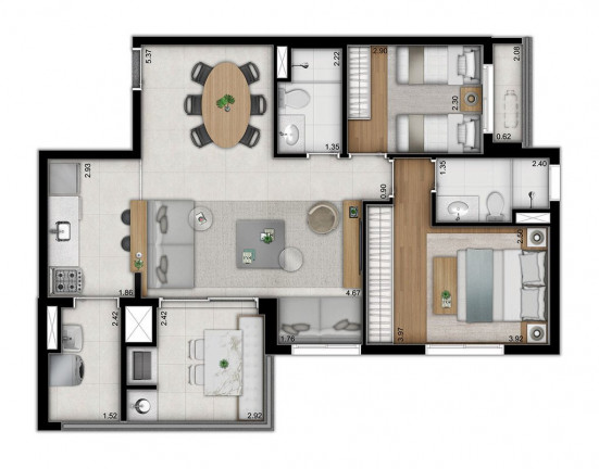 Imagem Apartamento com 2 Quartos à Venda, 64 m² em Vila Monte Alegre - São Paulo