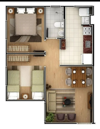 Imagem Imóvel com 2 Quartos à Venda, 47 m² em Jardim Tatiana - Votorantim