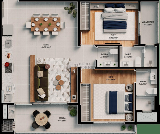 Apartamento com 2 Quartos à Venda, 84 m² em Praia Brava - Itajaí