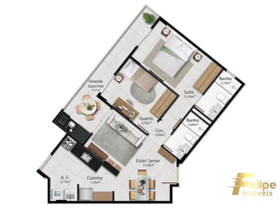 Imagem Imóvel com 2 Quartos à Venda, 65 m² em Jardim Camburi - Vitória