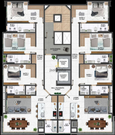 Apartamento com 3 Quartos à Venda, 108 m² em Meia Praia - Itapema