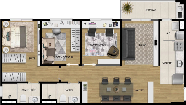 Imagem Apartamento com 2 Quartos à Venda, 53 m² em Jardim Carolina - Jundiaí