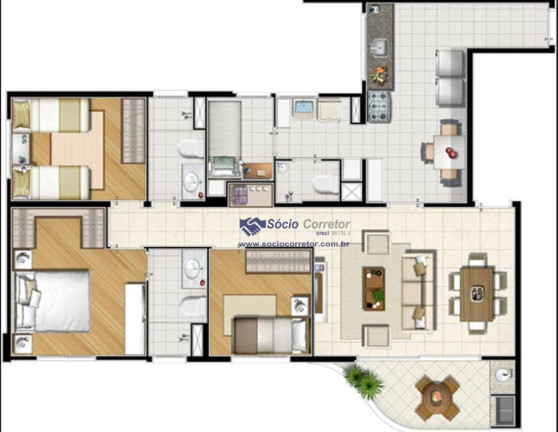 Imagem Apartamento com 3 Quartos à Venda, 95 m² em Jardim Zaira - Guarulhos