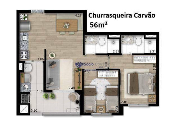 Imagem Apartamento com 3 Quartos à Venda, 69 m² em Vila Carrão - São Paulo