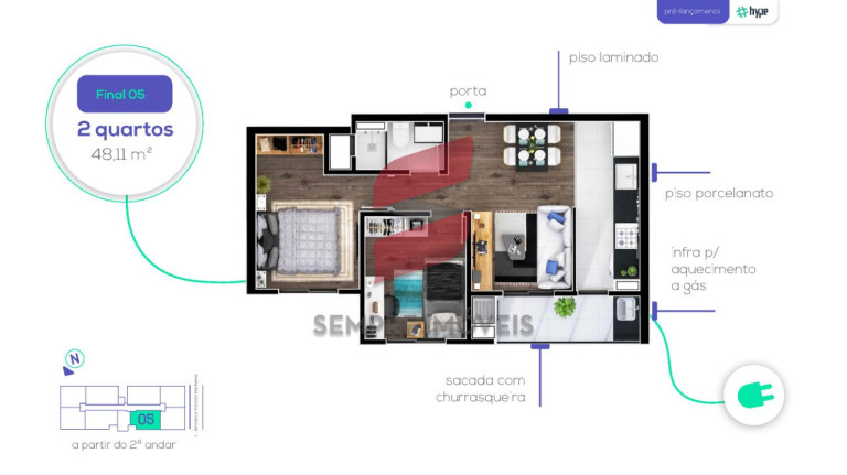 Imagem Apartamento com 2 Quartos à Venda, 48 m² em Capão Raso - Curitiba Imagem Apartamento com 2 Quartos à Venda, 48 m² em Capão Raso - Curitiba