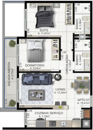 Imagem Apartamento com 2 Quartos à Venda, 84 m² em Praia Da Cal - Torres Imagem Apartamento com 2 Quartos à Venda, 84 m² em Praia Da Cal - Torres
