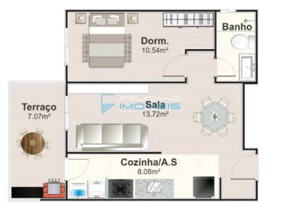 Imagem Apartamento com 1 Quarto à Venda, 52 m² em Aviação - Praia Grande