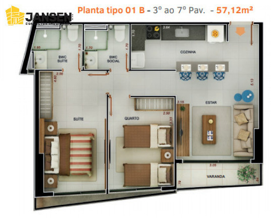 Apartamento com 2 Quartos à Venda, 60 m² em Tambaú - João Pessoa