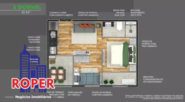 Foto do imóvel Apartamento com 2 Quartos à Venda, 30 m² em Vila Santa Clara - São Paulo