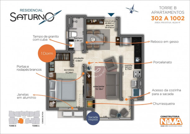Imagem Apartamento com 1 Quarto à Venda, 46 m² em Bonfim - Santa Maria Imagem Apartamento com 1 Quarto à Venda, 46 m² em Bonfim - Santa Maria