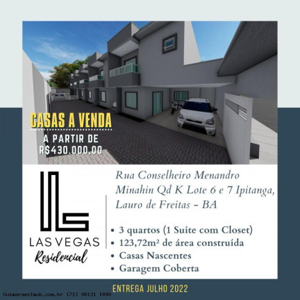 Imagem Casa com 3 Quartos à Venda, 123 m² em Ipitanga - Lauro De Freitas Imagem Casa com 3 Quartos à Venda, 123 m² em Ipitanga - Lauro De Freitas