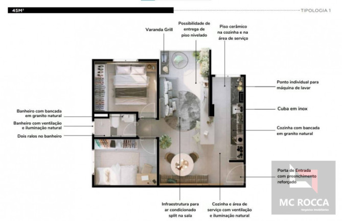 Imagem Apartamento com 2 Quartos à Venda, 42 m²