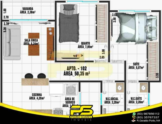 Imagem Apartamento com 2 Quartos à Venda, 55 m² em João Paulo Ii - João Pessoa