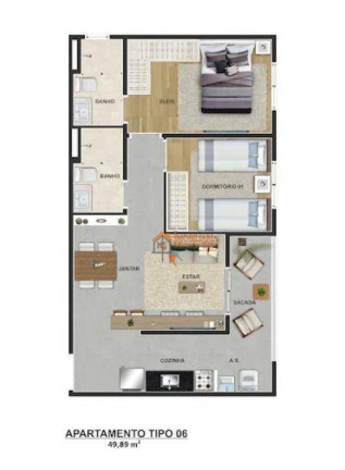 Apartamento com 2 Quartos à Venda, 49 m² em Vila Augusta - Guarulhos