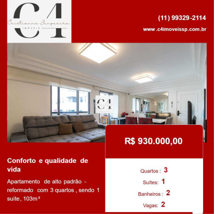 Apartamento com 3 Quartos à Venda, 103 m² em Planalto Paulista - São Paulo