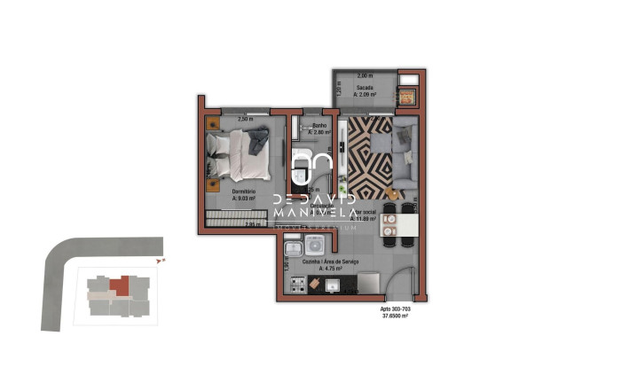 Apartamento com 1 Quarto à Venda, 37 m² em Camobi - Santa Maria
