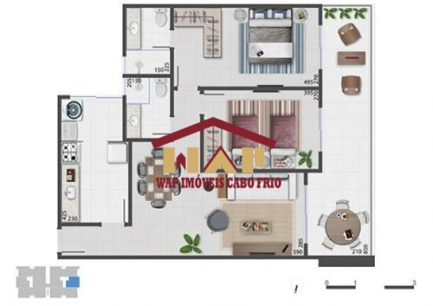 Imagem Apartamento com 2 Quartos à Venda, 80 m² em Jardim Excelsior - Cabo Frio